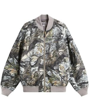 A Bathing Ape Tree Edge Camo Bomber Jacket - Gray