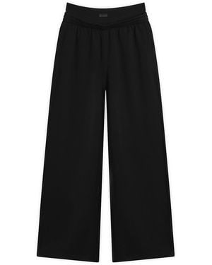 Skims Cotton Fleece Exposed Boxer Wide Leg Trousers - Black