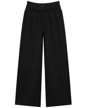 Skims Cotton Fleece Exposed Boxer Wide Leg Pants - Black