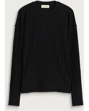 mfpen Round Neck Inverted Stripe Jumper - Black