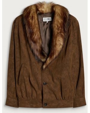 Maison Margiela Mm6 Faux Suede Jacket - Brown