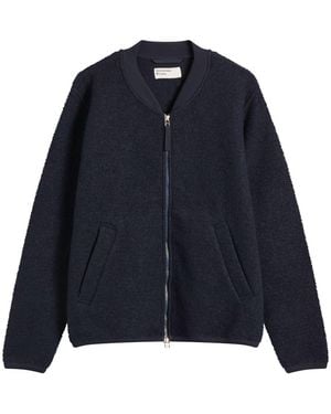 Universal Works Wool Fleece Zip Bomber - Blue