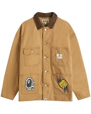 A Bathing Ape Washed Duck Coverall Jacket - Brown