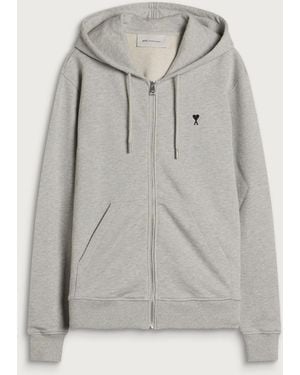 Ami Paris Adc Loopback Zip Hoodie - Gray