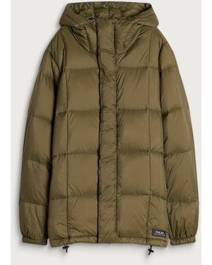 Taion Mountain Hooded Fly-Foront Volume Down Jacket - Green