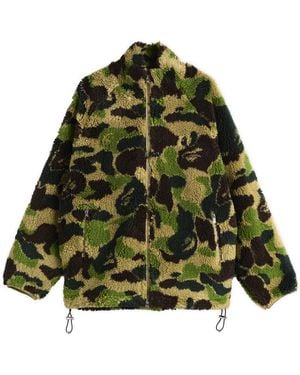 A Bathing Ape Abc Camo One Point Boa Fleece Jacket - Green