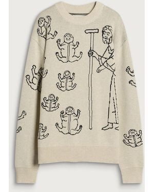 Heresy Frogs! Knit Sweater - Natural