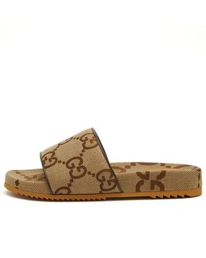 Gucci Sideline Jumbo Gg Jacquard Slide - Brown