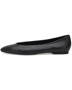 Aeyde Ellie Snake Print Almond Toe Flats Shoes - Black