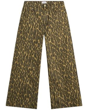 Ganni Print Denim Baggy Jeans - Green