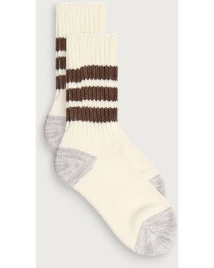 RoToTo Coarse Ribbed Old School Crew Sock - Natural