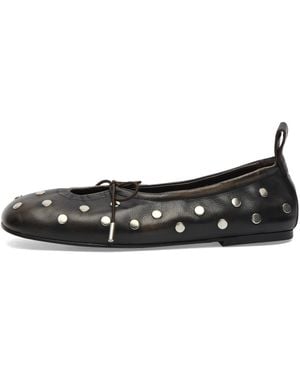 Alohas Rosalind All Studs Leather Ballet Flats - Black