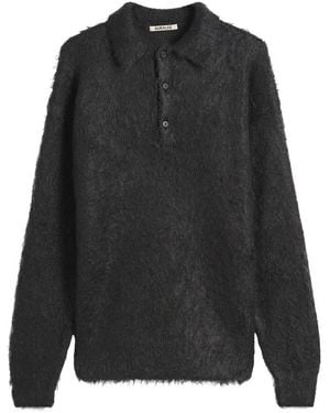 AURALEE Super Kid Mohair Polo - Black