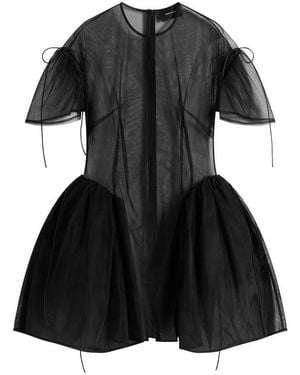 Simone Rocha Mini Puff Sleeve Cord Hip Dress - Black