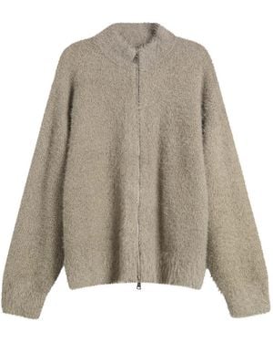 MKI Miyuki-Zoku Faux Alpaca Knit Track Jacket - Grey