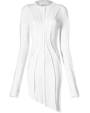 SAMI MIRO VINTAGE Asymmetric Long Sleeve Mini Dress - White