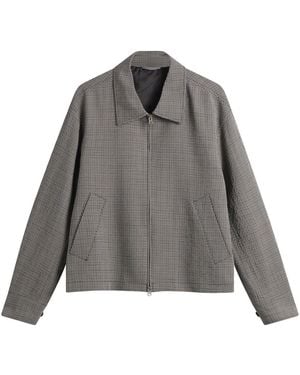 mfpen Check Cropped Mail Jacket - Grey