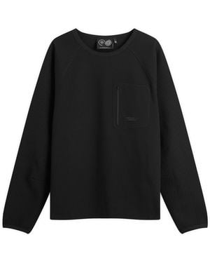Purple Mountain Observatory Waffle Ls Pocket T-Shirt - Black
