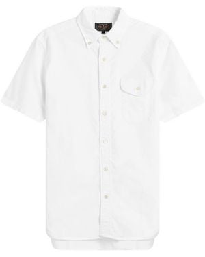 Beams Plus Button Down Short Sleeve Oxford Shirt - White