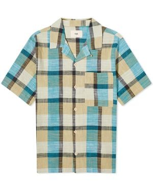 Folk Short Sleeve Soft Collar Shirt - Blue