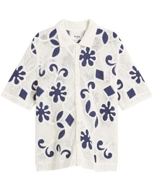 Wax London Porto Doodle Crochet Polo - Blue