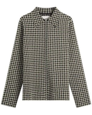 Jil Sander Wool Check Zip Through - Black