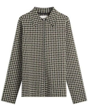 Jil Sander Wool Check Zip Through - Black