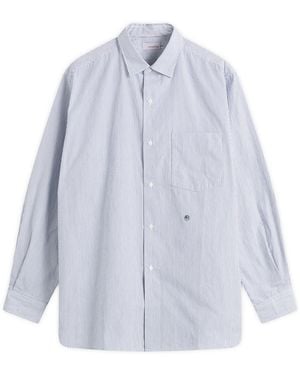 Nanamica Regular Collar Stripe Wind Shirt - Blue