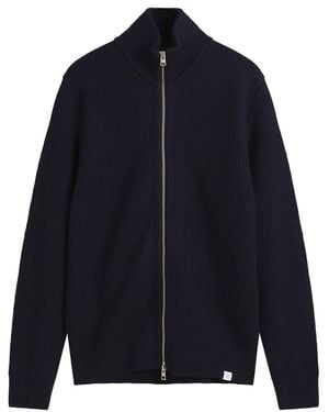 Norse Projects Hagen Cotton Full Zip Knit - Blue