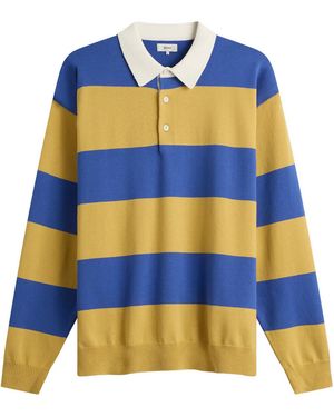 Beams Plus 7 Gauge Stripe Knit Rugby Shirt - Orange