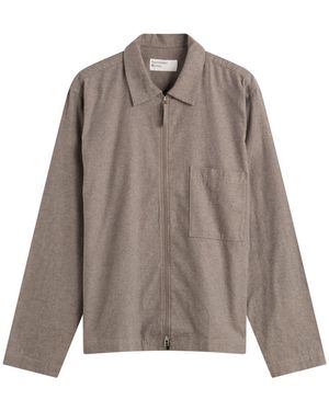 Universal Works Brushed Flannel Zip Shirt - Brown