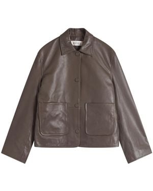 Rohe Patch Leather Jacket - Brown