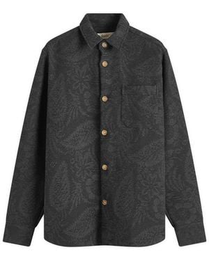 Forét Map Jacquard Overshirt - Black