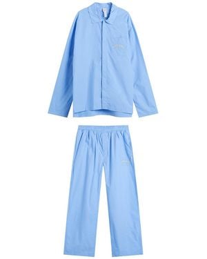 Calvin Klein Heritage Crest Cotton Poplin Pyjama Set - Blue