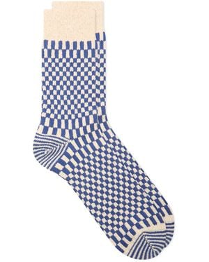 RoToTo Checkerboard Pattern Sock - Blue