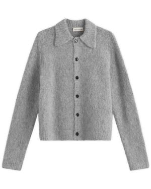 Dries Van Noten Alpaca Wool Knitted Polo - Grey