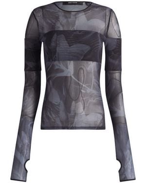 Daily Paper Floral Mesh Top - Blue