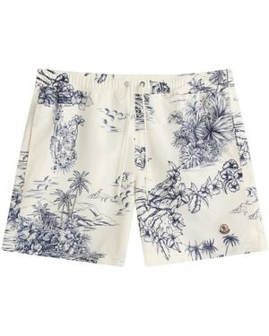 Moncler Hawaiian Print Swim Shorts - Blue