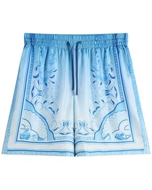 CASABLANCA Egyptian Rug Silk Shorts - Blue