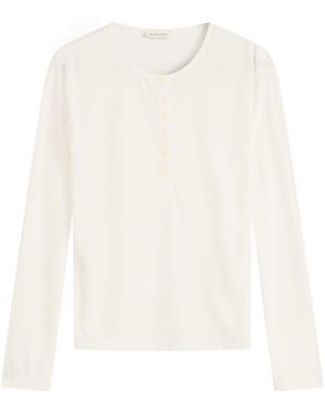 Anine Bing Pia Pointelle Long Sleeve T-Shirt - White