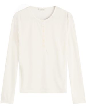 Anine Bing Pia Pointelle Long Sleeve T-Shirt - White