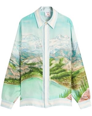 CASABLANCA Classic Long Sleeve Patterned Silk Shirt - Green
