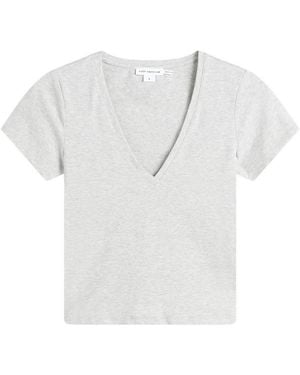 GOOD AMERICAN Super Stretch V-Neck Baby T-Shirt - White