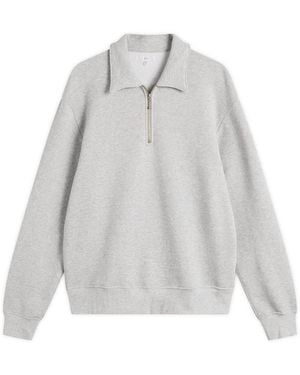 Lady White Co. Cotton Wool Quarter Zip Sweatshirt - Grey