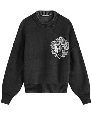 Cole Buxton Collegiate Crest Knit Sweater - Black