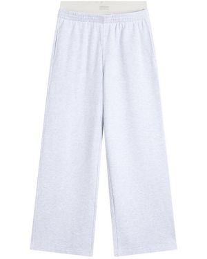 Skims Cotton Fleece Exposed Boxer Wide Leg Pants - Blue