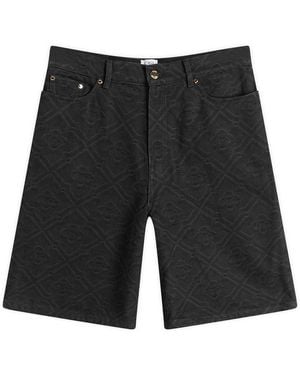 CASABLANCA Laser Monogram Denim Shorts - Black