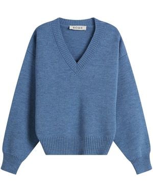 Rohe V-Neck Knitted Sweater - Blue