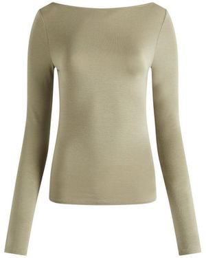 Joah Brown Boatneck Long Sleeve Top - Green