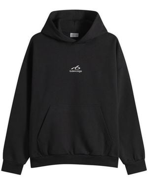Balenciaga Logo Regular Fit Hoodie - Black